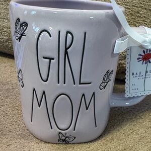 GIRL MOM Rae Dunn Pink Butterfly Ceramic Mug